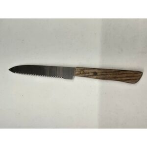 Hanford Forge Steak Knife Serrated Stainless Japan Wood Handle Vintage Cutlery
